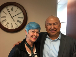 TSP’s Karen McElwain colored her hair blue to show her support.